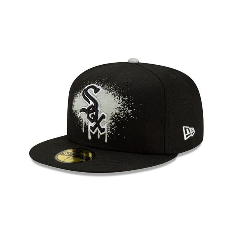 MLB Chicago White Sox Drip Front 59Fifty Fitted (CNM5413) - Black New Era Caps